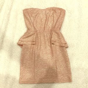 2b bebe rose gold peplum mini
